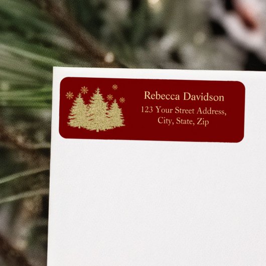 金ゴールドパインツリーズ金ゴールド雪片差出人住所 ラベル