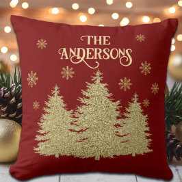 金ゴールドパインツリーズ金ゴールド雪片 クッション