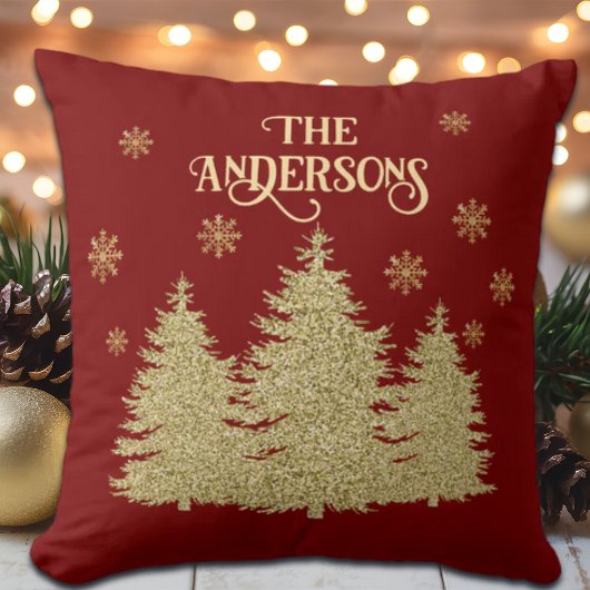 金ゴールドパインツリーズ金ゴールド雪片 クッション