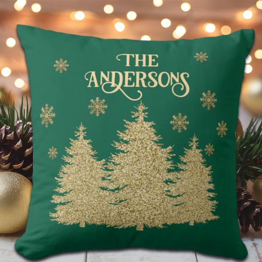 金ゴールドパインツリーズ金ゴールド雪片 クッション