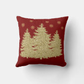 金ゴールドパインツリーズ金ゴールド雪片 クッション (裏面)