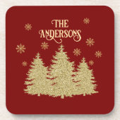 金ゴールドパインツリーズ金ゴールド雪片 コースター (正面)