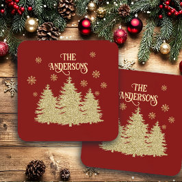 金ゴールドパインツリーズ金ゴールド雪片 コースター