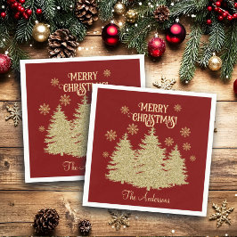 金ゴールドパインツリーズ金ゴールド雪片 スタンダードカクテルナプキン