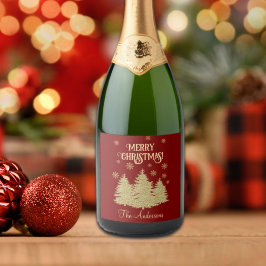 金ゴールドパインツリーズ金ゴールド雪片 スパークリングワインラベル