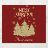 金ゴールドパインツリーズ金ゴールド雪片 スパークリングワインラベル (シングルラベル)