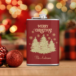 金ゴールドパインツリーズ金ゴールド雪片 フラスク