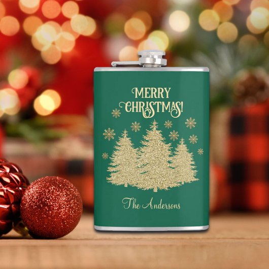 金ゴールドパインツリーズ金ゴールド雪片 フラスク