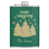 金ゴールドパインツリーズ金ゴールド雪片 フラスク (正面)