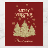 金ゴールドパインツリーズ金ゴールド雪片 ワインラベル (シングルラベル)