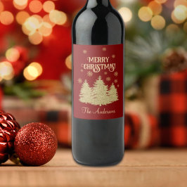 金ゴールドパインツリーズ金ゴールド雪片 ワインラベル