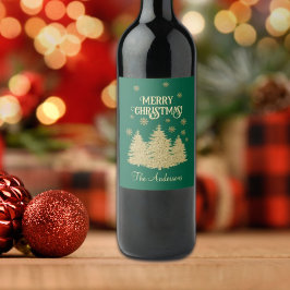 金ゴールドパインツリーズ金ゴールド雪片 ワインラベル