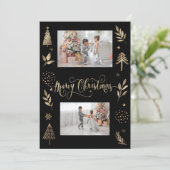 金ゴールドパインツリーブランチ写真メリークリスマス (スタンド正面)