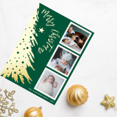 金ゴールドパインツリー3フォトコラージクリスマス 箔シーズンポストカード