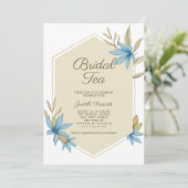 金ゴールドパステルフローラブライダル茶パーティーブライダルシャワー 招待状 (スタンド正面)