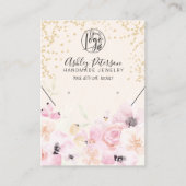 金ゴールドパステルフローラロゴジュエリーイヤリングネックレス 名刺 (正面)