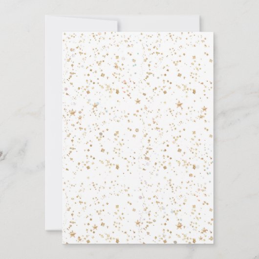 金ゴールドパステルレインボーユニコーン誕生日招待状 招待状 (裏面)