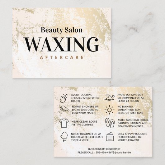 金ゴールドパステルワクシングアフターケア名刺 名刺 (正面/裏面)