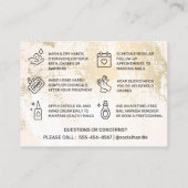 金ゴールドパステル爪、 ネイルアフターケア名刺 名刺 (裏面)