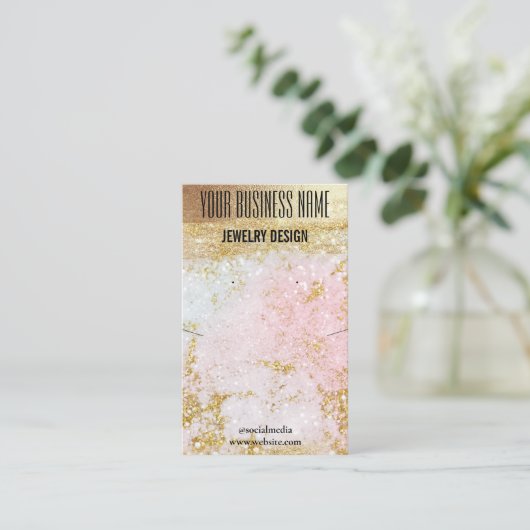 金ゴールドパステルDIYネックレスイヤリングディスプレイホルダー 名刺 (スタンド正面)