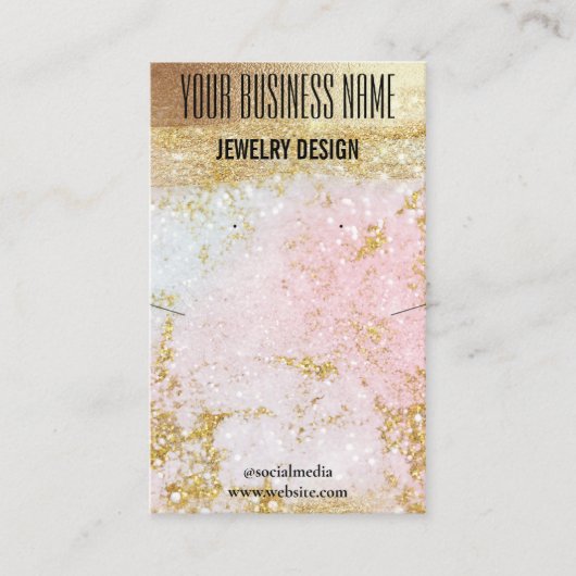 金ゴールドパステルDIYネックレスイヤリングディスプレイホルダー 名刺 (正面)