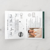 金ゴールドパスポート結婚式招待状 箔グリーティングカード (内側レイダウン)