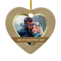 金ゴールドパターエレガントン私たちの最初のバレンタインオーナメント