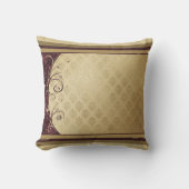 金ゴールドパターンとブルゴーニュ クッション (正面)
