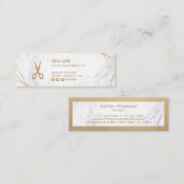 金ゴールドパターンはさみ大理石HairStylist割引 スキニー名刺 (正面/裏面)