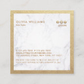 金ゴールドパターンはさみ大理石HairStylist割引 スクエア名刺 (裏面)