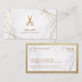 金ゴールドパターンはさみ大理石HairStylist割引 名刺 (正面/裏面)