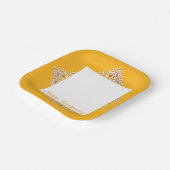 金ゴールドパターンアクセント付き正方形紙プレート ペーパープレート (傾斜あり)