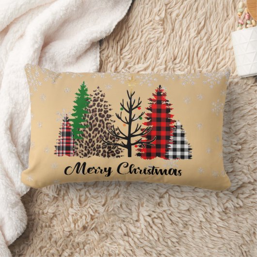 金ゴールドパターン(の模様が)あるツリー星 ランバークッション (ブランケット)