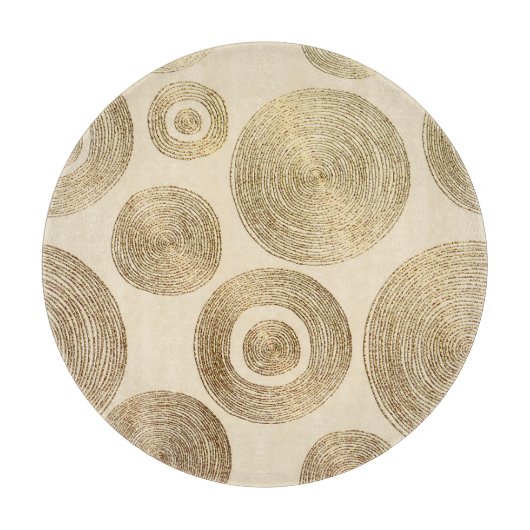 金ゴールドパターン:光沢のある抽象芸術高級デザイン カッティングボード (正面)