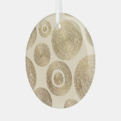 金ゴールドパターン：光沢のある抽象芸術高級デザイン ガラスオーナメント (正面左)