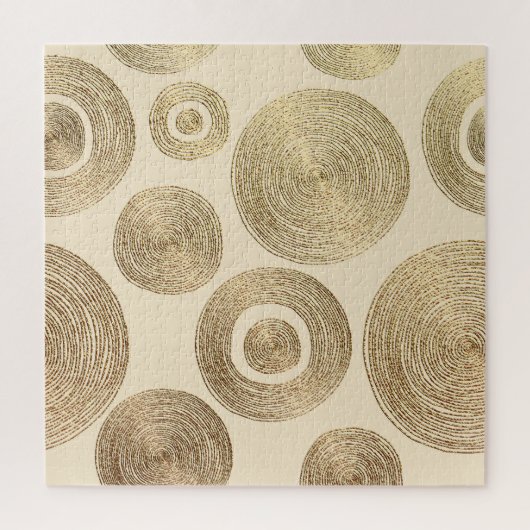 金ゴールドパターン：光沢のある抽象芸術高級デザイン ジグソーパズル (縦)