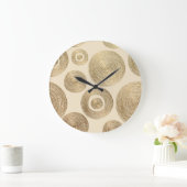 金ゴールドパターン:光沢のある抽象芸術高級デザイン ラージ壁時計 (ホーム)