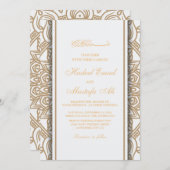 金ゴールドパターンnikahイスラム結婚式招待状 招待状 (正面/裏面)