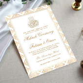 金ゴールドパタ華美ーンクリームメンディ式 招待状