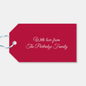 金ゴールドパトリッジ赤い冬の木のクリスマスフォト ギフトタグ (裏面横)