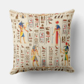 金ゴールドパピルスのエジプトの象形文字と神 クッション (裏面)