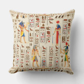 金ゴールドパピルスのエジプトの象形文字と神 クッション (正面)
