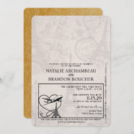 金ゴールドパリスパスポ結婚ート 招待状