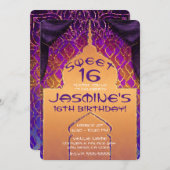 金ゴールドパレスアラビアンナイトスウィート16誕生日 招待状 (正面/裏面)