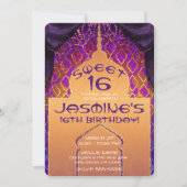 金ゴールドパレスアラビアンナイトスウィート16誕生日 招待状 (正面)