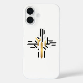金ゴールドパワーシンボル未来的ミニマリストアーマー外観 iPhone 16ケース