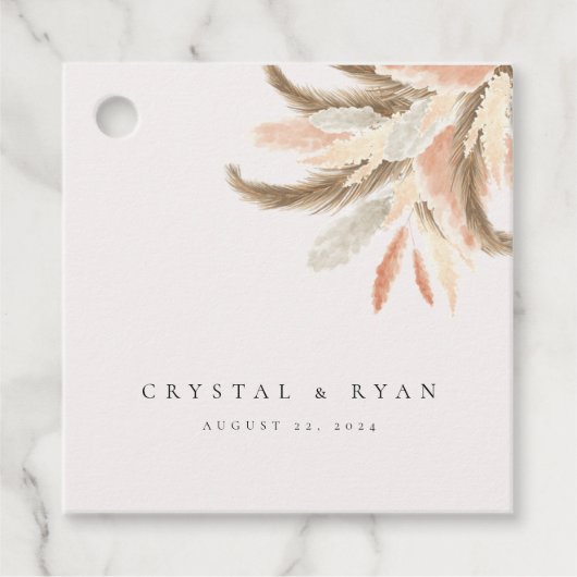 金ゴールドパンパスグラス結婚ズゲスト紙ギフトC100 フェイバータグ (正面)