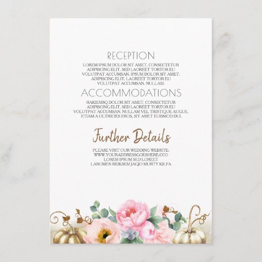 金ゴールドパンプキンピンクフローラ結婚花瓶の情報 エンクロージャーカード (正面)