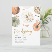 金ゴールドパンプキンフレンドシビングディナー招待状 招待状 (スタンド正面)