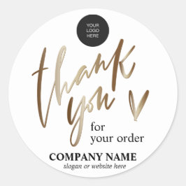金ゴールドパーソナライズされたありがとうステッカーセット ラウンドシール